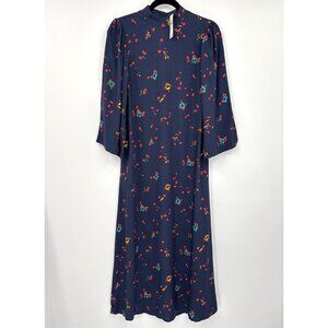 Anthropologie Porridge Angelique Floral Maxi Dress Navy Blue Small NEW
